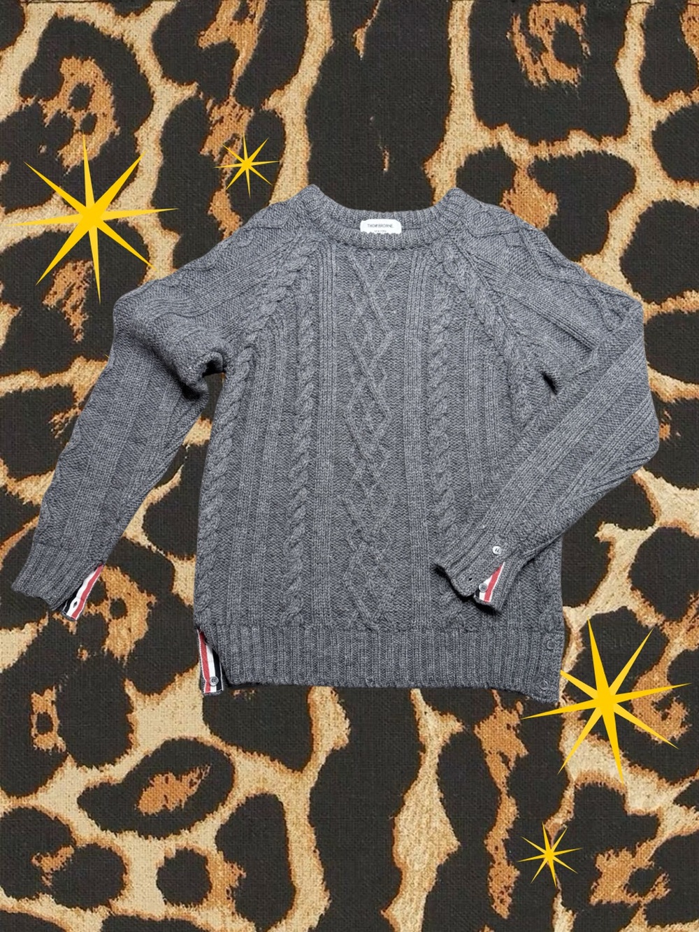 THOM BROWNE. | 100% Wool | New York Gray Cable Knit Sweater | Men’s Size 4